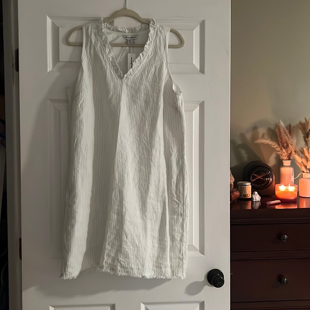 Tommy Bahama green and white striped summer dress SZ ~ L